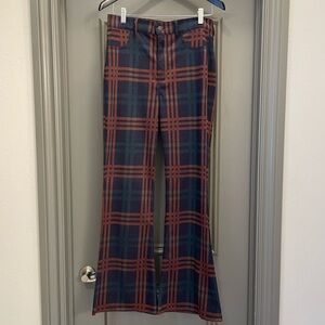 American Eagle Knit Flare Plaid Pants Size 8